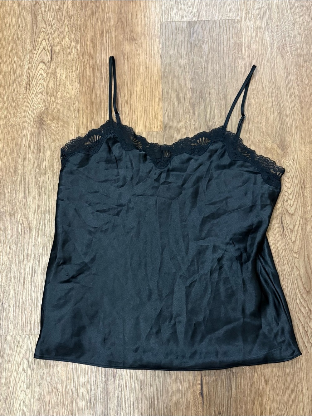 Vintage black lace trim tank top
